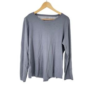 Jijamas Women XL Tall‎ Gray Long Sleeve Pima Cotton Crew Neck Shirt